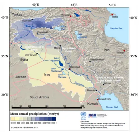 Figure 3. Rainfall map of Iraq [2].                                       