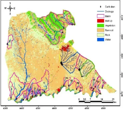 Figure 5.1: Map for Koya districts with the selected basins   for rainwater harvesting