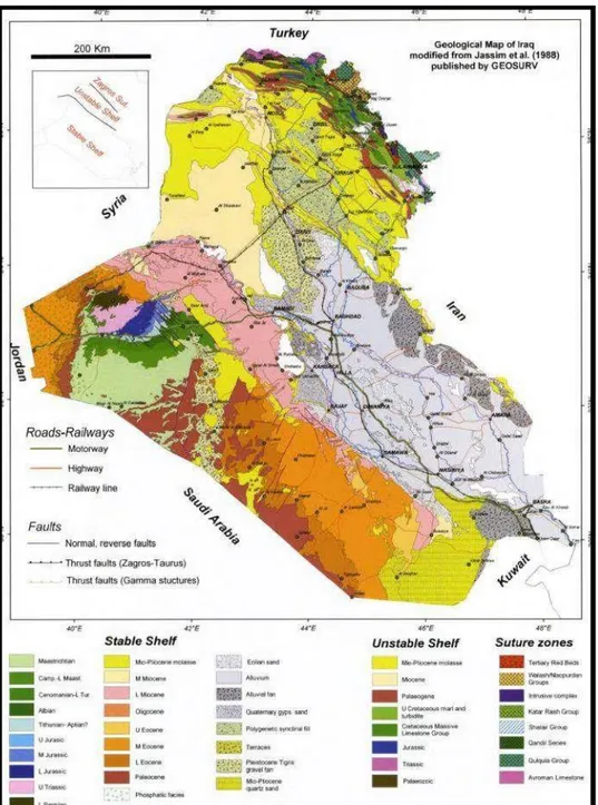 Figure 4: Geological map of Iraq (Jassim &amp; Goff 2006). 