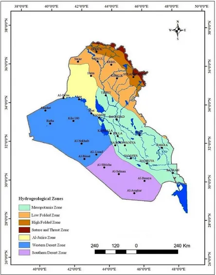 Figure 5: The main hydrogeological zones in Iraq                                          (Al-Jiburi and Al-Basrawi, 2015)