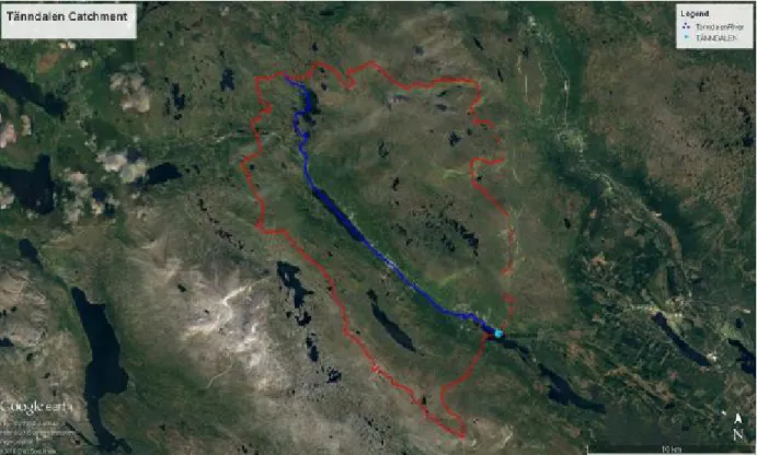 Figure 3 Tänndalen catchment in Google earth map 