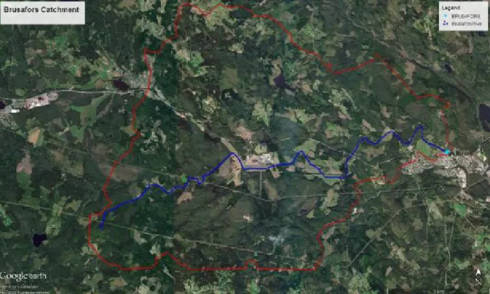 Figure 6 Brusafors catchment in Google earth map 