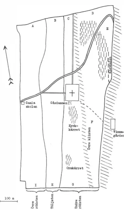 Fig.  6.  Hal vschematisk  karta  över  Österplan a  hed,  u pprättad  l 944. 