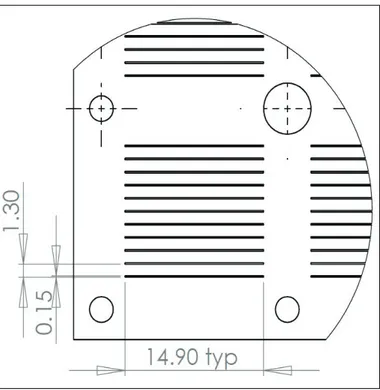 Figure 5: The design drawing of a filter plate. Dimensions shown are in millimeters.