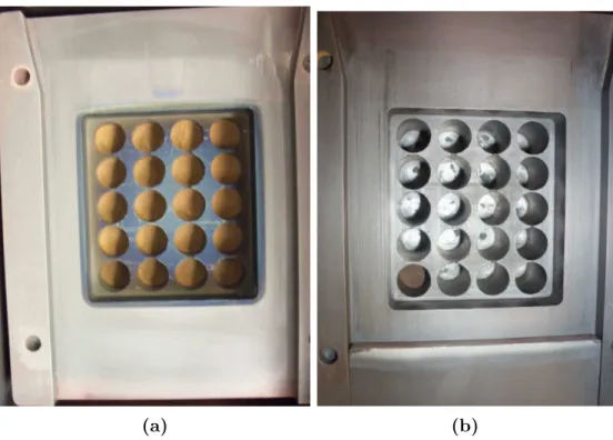 Figure 3.1. (a) Full-well and (b) single-well depositions in the ARDS. Upon further analysis, the distinct color difference between experiments indicated whether the CuCl powder continuously sublimated (darker) or not (lighter) after completing all deposit