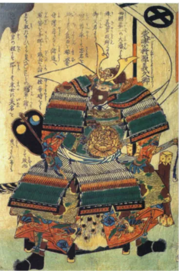 Figure 2-2: Samurai armor, as illustrated in historical texts from the 16 th  Century (Turnbull, 17) 