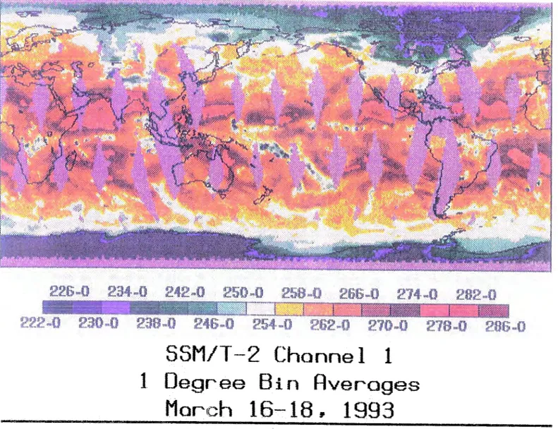 Figure 2.3:  Channell brightness temperature map for  16-18 March 1993. 