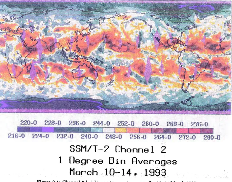 Figure 2.4:  Channel 2 brightness temperature map for 10-14 March 1993. 