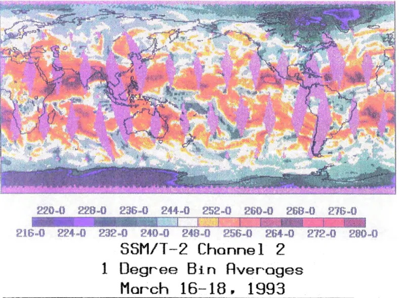 Figure 2.5:  Channel 2 brightness temperature map for  16-18 March 1993. 