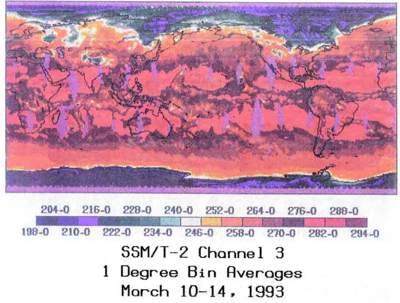 Figure 2.6:  Channel 3 brightness temperature map for  10-14 March 1993. 