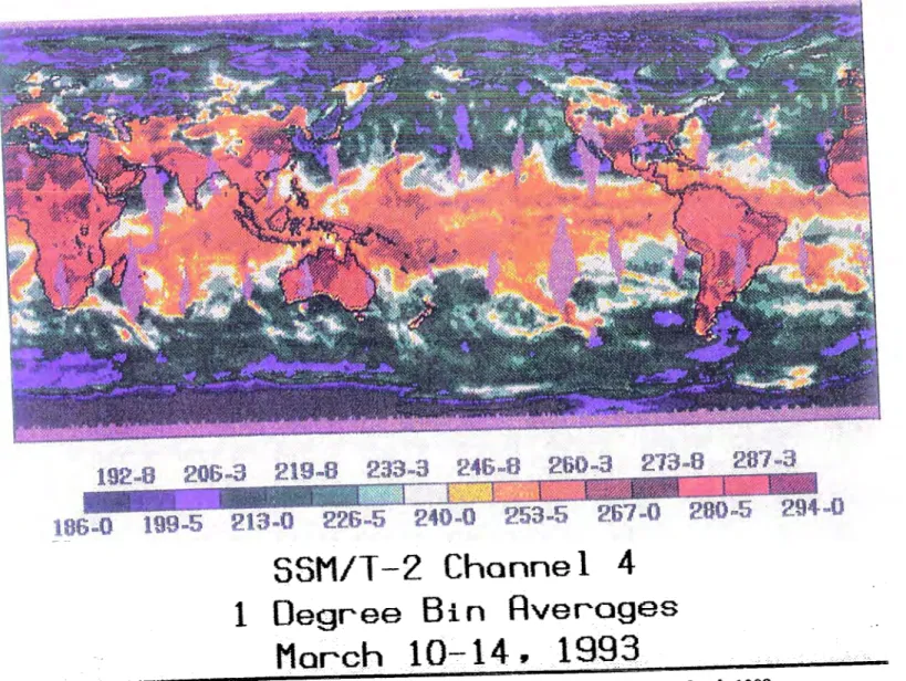 Figure 2.8:  Channel 4 brightness tempera.ture map for  10-14  March 1993. 