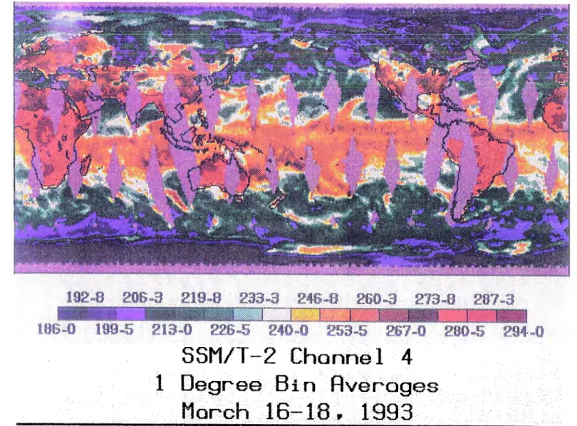 Figure 2.9:  Channel 4  brightness  tempera.ture map for  16-18 March 1993. 