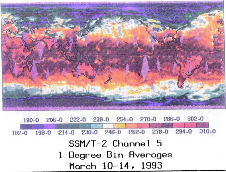 Figure 2.10:  Channel 5 brightness temperatw-e map for  10-14 March 1993. 