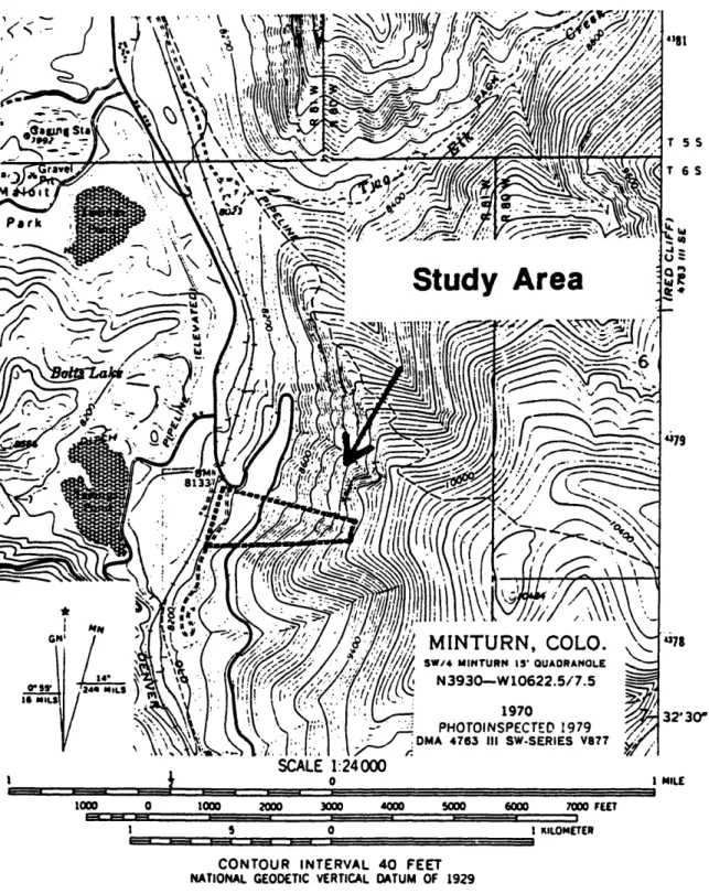 FIGURE  8  Topographical  Map  of  the  Battle  Mountain  Slide  and  Surrounding Area