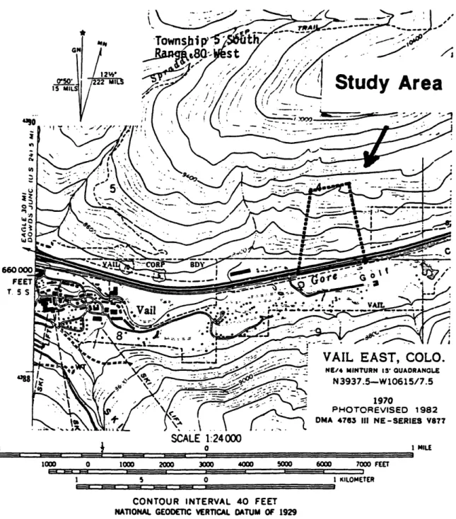 FIGURE  10  Topographical  M a p   of  the  V a i l   Slide  and  Surrounding  Area
