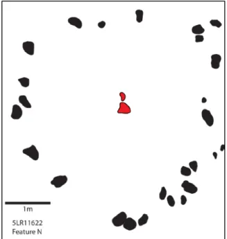 Figure 2 Plan map of a complete stone circle found at site 5LR11622.  Recorded by the  Colorado State University Archaeological Field School