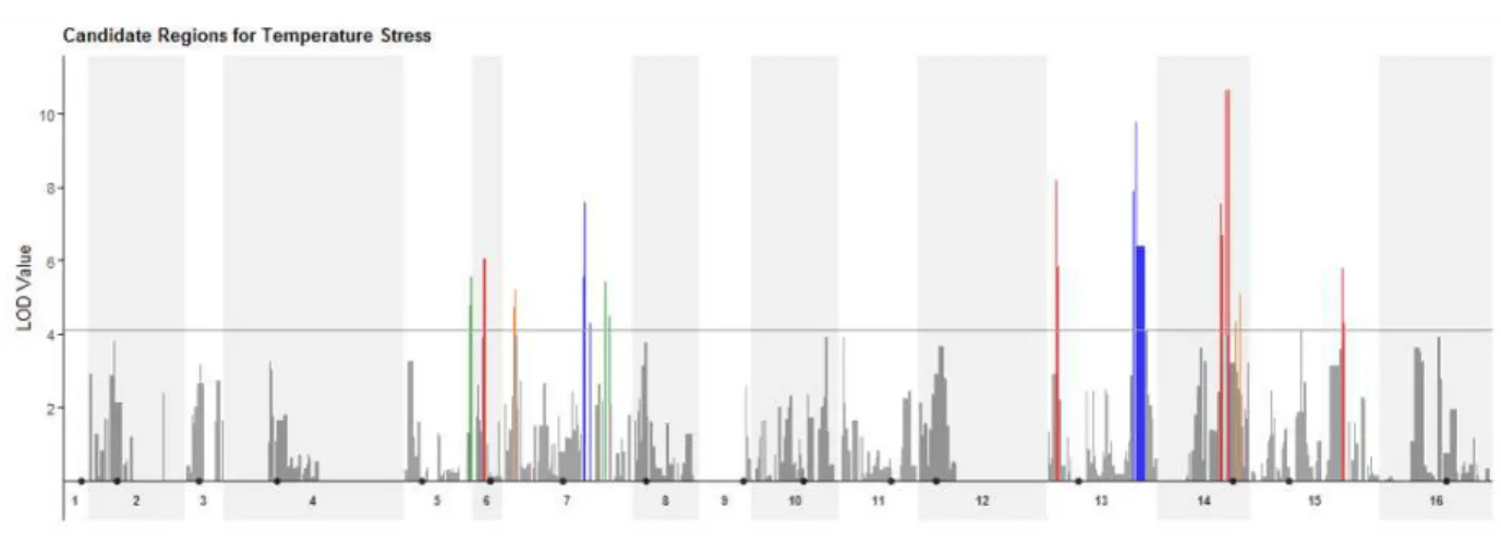 Figure 0.4. Genome-wide association analyses to identify potential loci  underlying heat stress tolerance