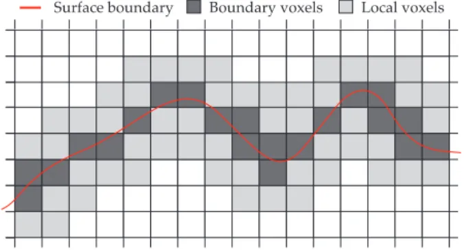 Figure 5.2: The resulting narrow band of negative distances around the polygonal surface.