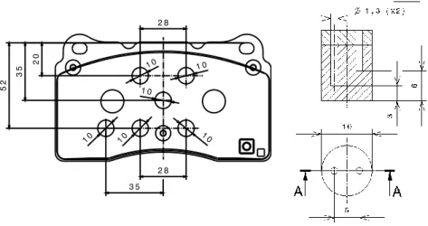 Fig. 9: Machining guidelines for the reference system pad (left) and for pin design (right) The pins were cylindrical in shape with a 10 mm diameter