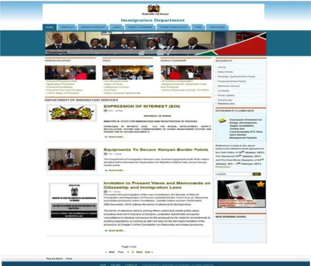 Figure 2.8: Snapshot of Immigration Department webpage  