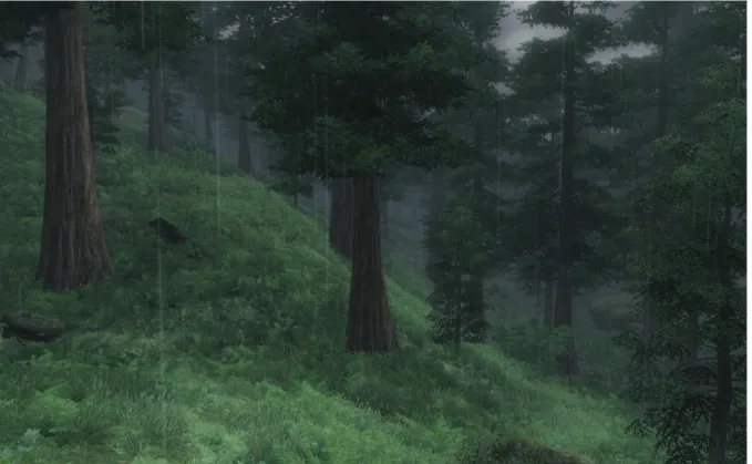 Figur 2.3.1: Vegetationen i The Elder Scrolls IV: Oblivion (2K Games, 2006) är genererad med offline PCG