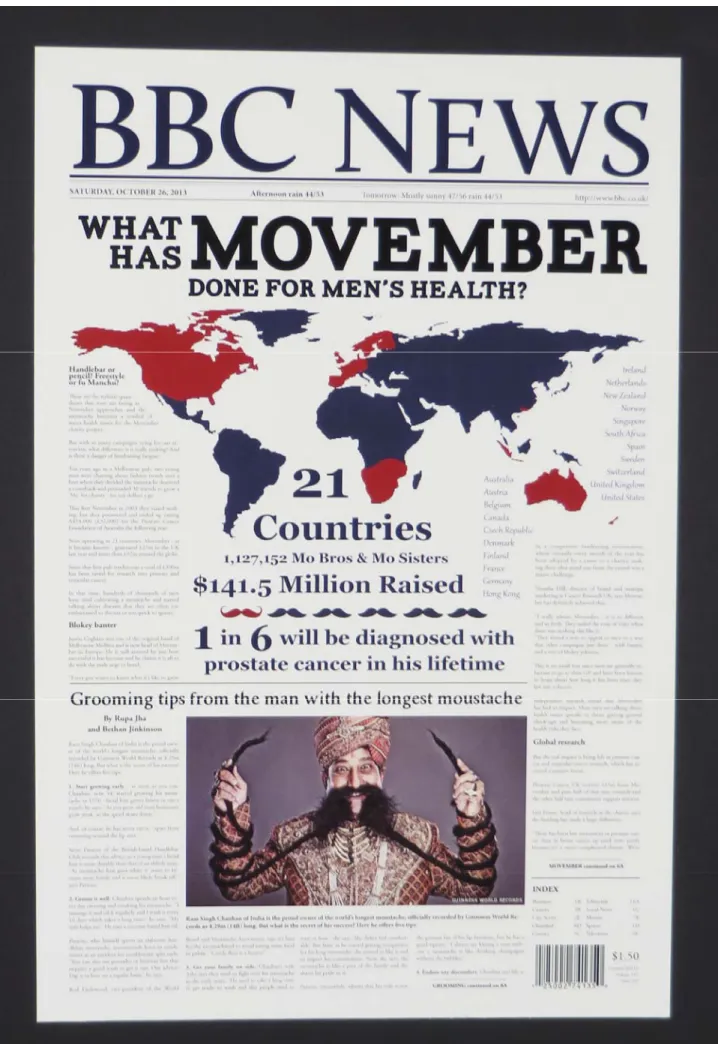 Figure 7: Movember Newspaper Spread 1.  