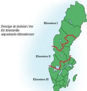 Figur 1. Indelning av klimatzoner i Sverige. 17                                                  