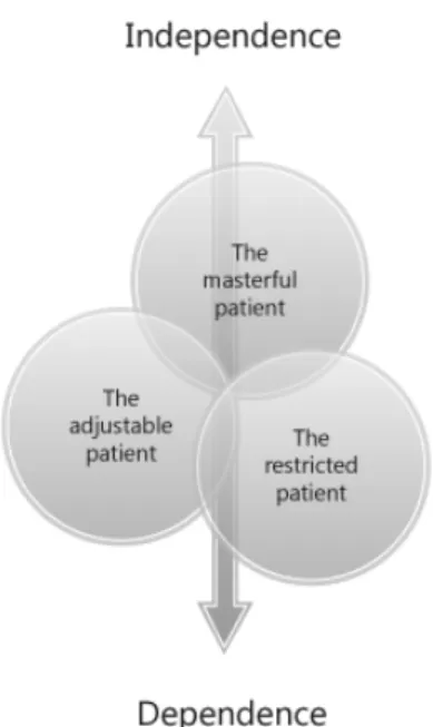 Figure 1. The outcome space illustrated the relationship between the three  ways of understanding medical technology in palliative home care