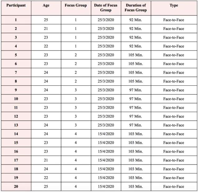 Table 1: Participant Overview 