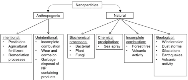 Figure 2. The origin of different nanoparticles according to Buzea és Pacheco [21] with modifications