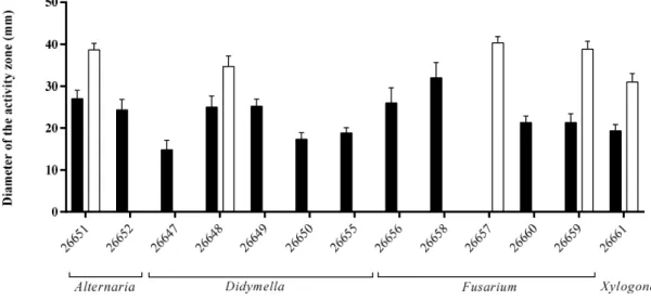 Figure 1. Indoleacetic acid (IAA) activities of endophytic fungi isolated from S. flavescens by agar plate assay