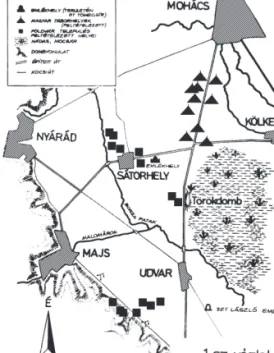 1. ábra. n. ipoly márta ábrája a mohácsi csata   eddig feltételezett helyeiről (1977) 2