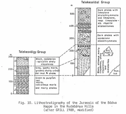 Fig. 10. Lithostratigraphy of the Jurassic of the Bódva  Nappe in the Rudabánya Hills 