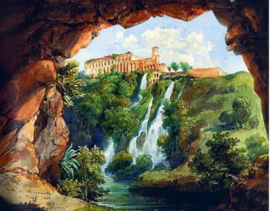 7. ábra Maecenas villája Tivoliban, Barabás Miklós festménye 1834 