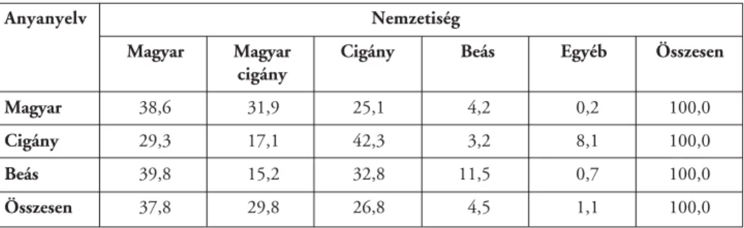 17. táblázat: Anyanyelv és nemzetiség, 2003