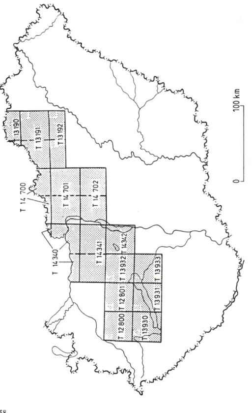 35. ábra. Az 1983-1988. évek között elkészült megkutatottsági (GEOFOND) térképek adattári kérőszáma