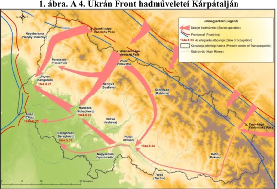 1. ábra. A 4. Ukrán Front hadműveletei Kárpátalján 