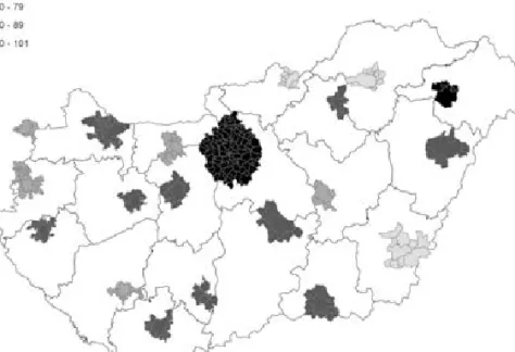 3. ábra: A működő vállalkozások térbelisége