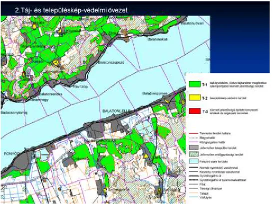 19. ábra. A Balaton kiemelt üdülőkörzet szabályozási terve. Táj- és településképvédelmi  övezetek - részlet