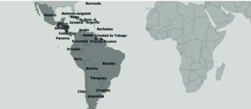 4. Figure: Countries of the Latin American culture-region  Source: Gazdaságföldrajzi tanulmányok közgazdászoknak, 
