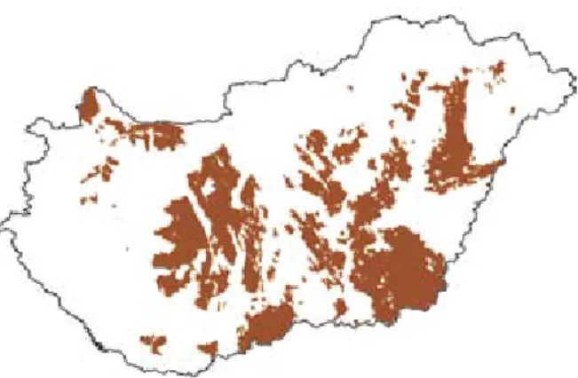 4. ábra    A csernozjom talajok elterjedése Magyarországon.   