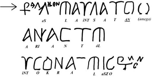 8. ábra: Friedrich Klára megfejtése a görögös feliratról