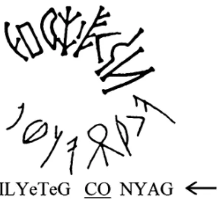 5. ábra: Friedrich Klára megfejtése  a karcolt feliratról4. ábra: Friedrich Klára megfejtése a poncolt feliratról
