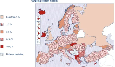 3. ábra. Kifelé irányuló mobilitási kedv az egységes Európai Felsőoktatási Térség  államaiban