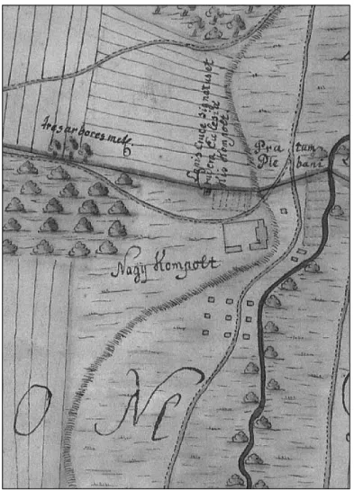 6. kép: Nagy Kompolt az újonnan emelt „kastéllyal” 1755 körül (HML Érs. gazd. lt. 4.)