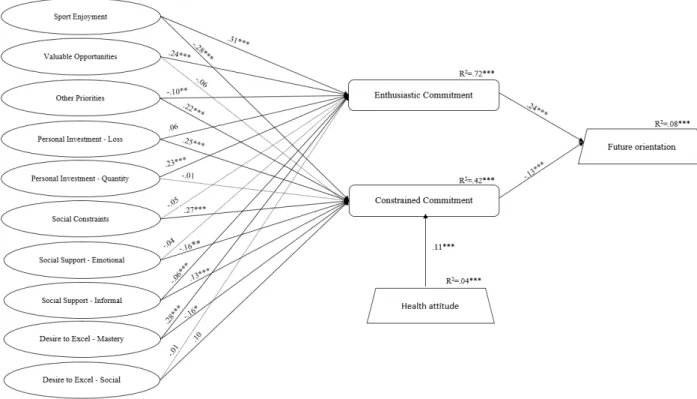 Figure 2. Result of path analysis between types and sources of commitment and psychological variables   Source: own study