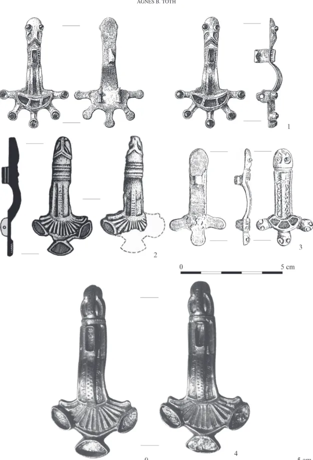 Fig. 2. 1: Domoszló-Víztároló; 2: Hemmingen, grave no. 14; 3: Nagyvárad/Oradea-Guttmann brick factory; 4: Narona