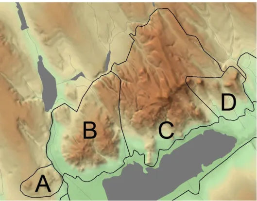 1. ábra A Velencei-hegység vegetációs tájlehatárolása (M OLNÁR  et al. 2008 után, módosítva),   a geológiai részegységek (G YALOG  &amp; H ORVÁTH  2004) határaival; A – Székesfehérvári-egység;  