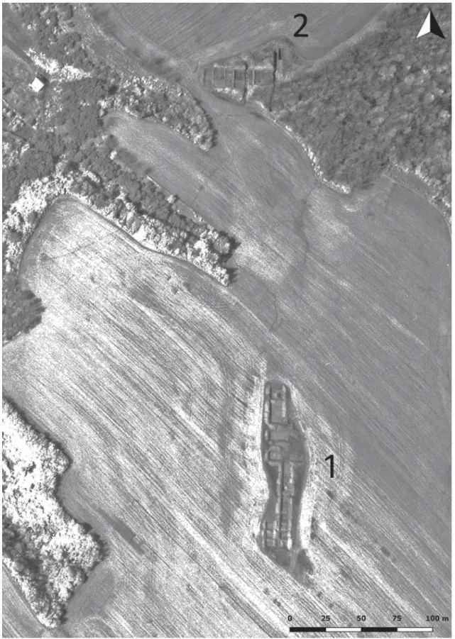 Fig. 4: Excavations of Éva Vadász and Gábor Vékony in the 1987  archive aerial photograph