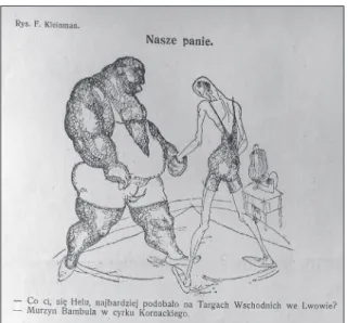 Figure 1. Salvatore Bambulla in a circus arena. Illustration  in  Szczutek. Tygodnik satyryczno-polityczny [Szczutek